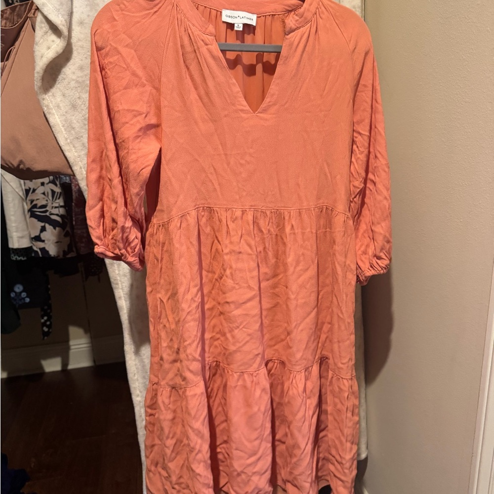 Gibson Latimer Peach Tiered Dress